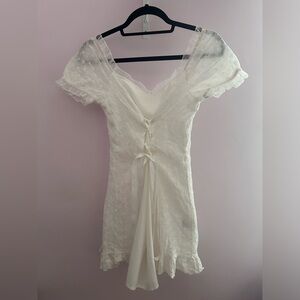 CIDER white minidress with ribbon